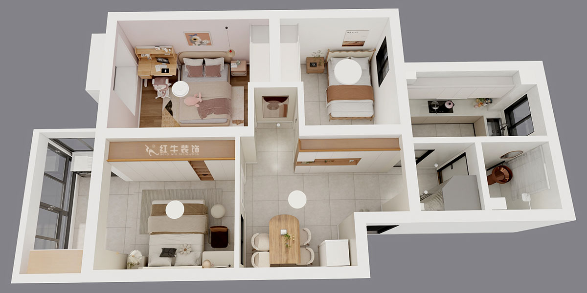 刘晓芳｜江南明珠33-3-306-84㎡-奶油风格｜3室2厅1卫｜老房装修｜定制家｜全包10